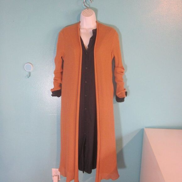 Eileen Fisher Women Size SRibbed Long Lightweight Knit Cardigan Sweater / Top